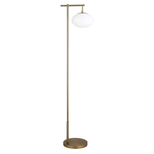 Hudson & Canal - Blume 68in Tall Arc Floor Lamp with Glass Shade in Brushed Brass/Milk White - FL1495 veiw 1