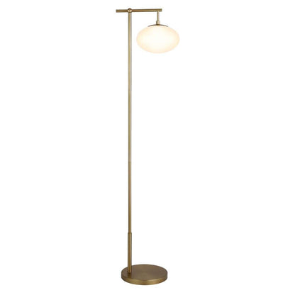 Hudson & Canal - Blume 68in Tall Arc Floor Lamp with Glass Shade in Brushed Brass/Milk White - FL1495 veiw 3