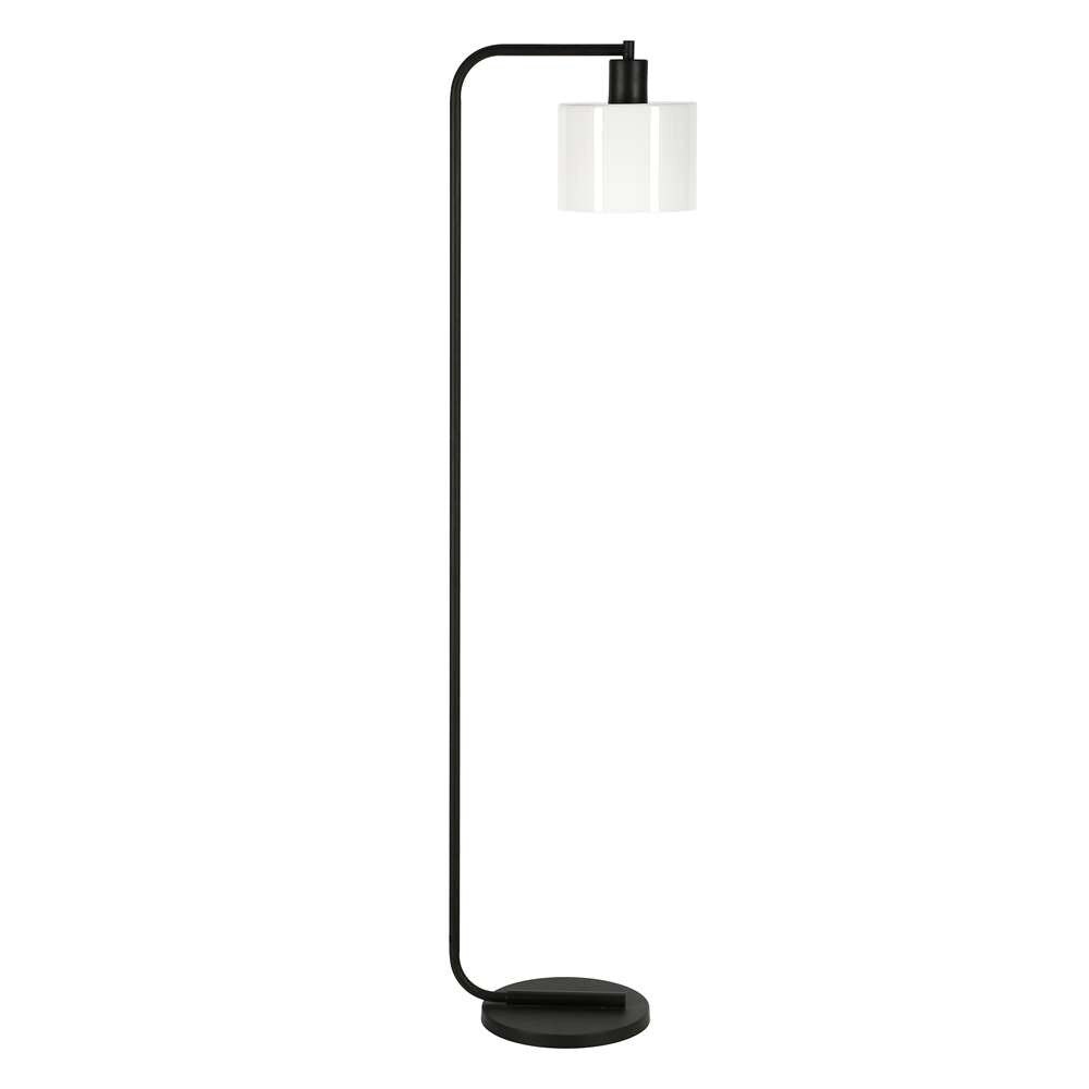 Hudson & Canal - Cadmus 57in Tall Floor Lamp with Glass Shade in Blackened Bronze/White - FL0408 veiw 1