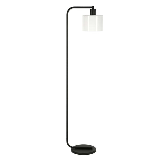 Hudson & Canal - Cadmus 57in Tall Floor Lamp with Glass Shade in Blackened Bronze/White - FL0408 veiw 1