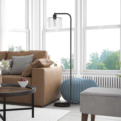 Hudson & Canal - Cadmus 57in Tall Floor Lamp with Glass Shade in Blackened Bronze/Seeded - FL0100 veiw 2