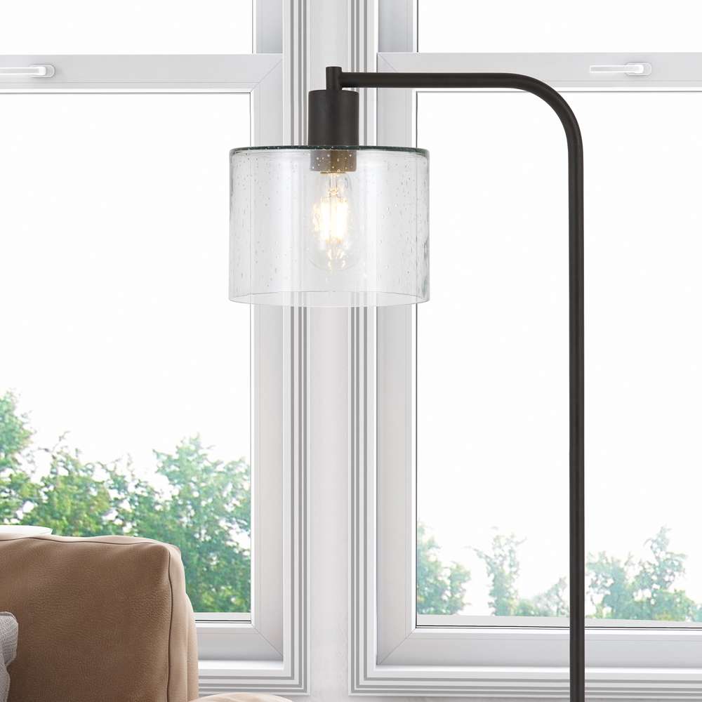 Hudson & Canal - Cadmus 57in Tall Floor Lamp with Glass Shade in Blackened Bronze/Seeded - FL0100 veiw 3