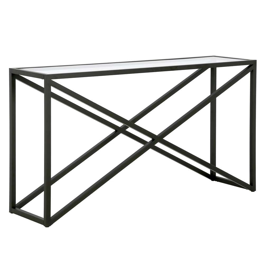 Hudson & Canal - Calix 55in Wide Rectangular Console Table in Blackened Bronze - AT0979 veiw 1