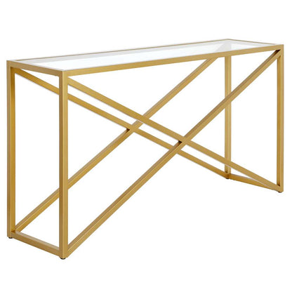 Hudson & Canal - Calix 55in Wide Rectangular Console Table in Brass - AT0980 veiw 1