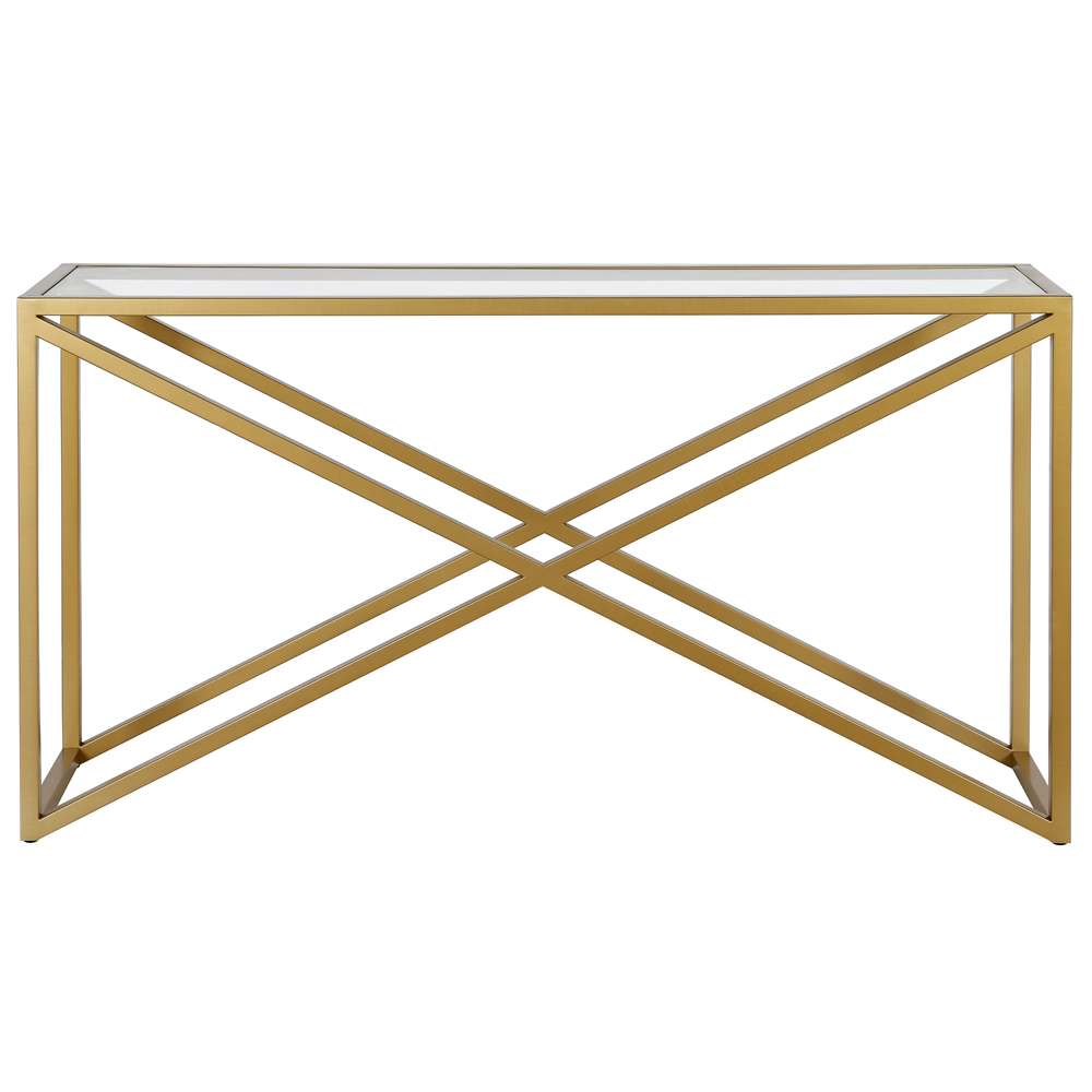 Hudson & Canal - Calix 55in Wide Rectangular Console Table in Brass - AT0980 veiw 3