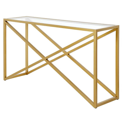 Hudson & Canal - Calix 55in Wide Rectangular Console Table in Brass - AT0980 veiw 4