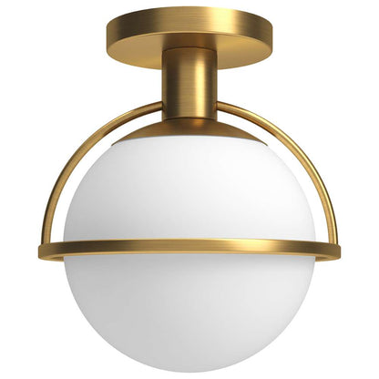 Hudson & Canal - Cieonna 9.25in Wide Semi Flush Mount with Glass Shade in Antique Brass/White - SF1775 veiw 1