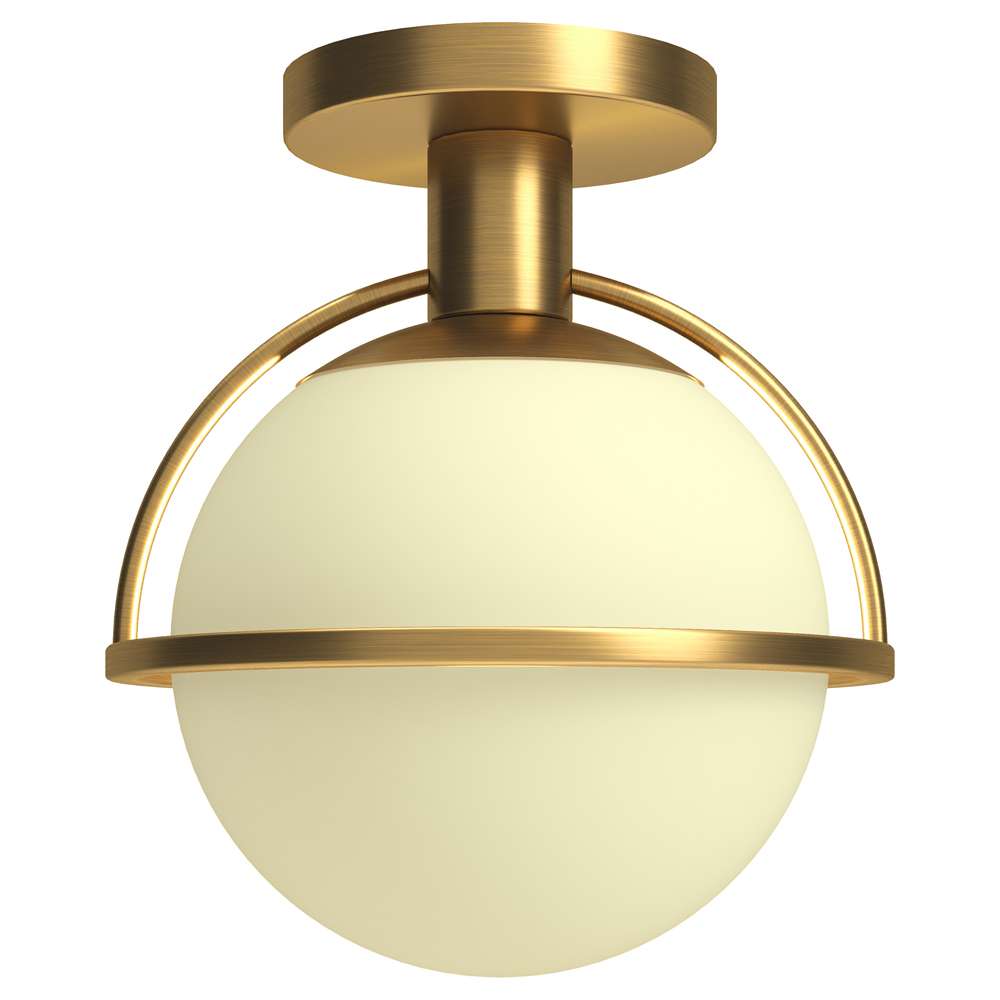Hudson & Canal - Cieonna 9.25in Wide Semi Flush Mount with Glass Shade in Antique Brass/White - SF1775 veiw 3