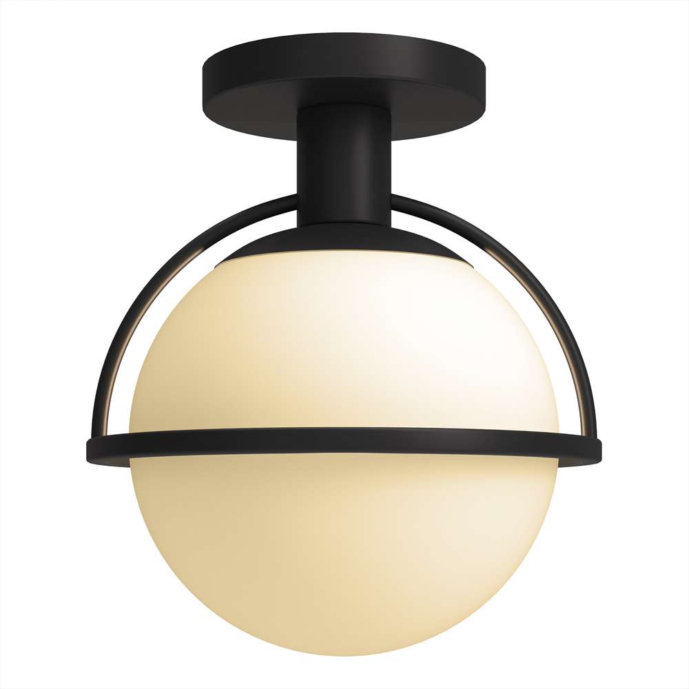 Hudson & Canal - Cieonna 9.25in Wide Semi Flush Mount with Glass Shade in Blackened Bronze/White - SF1774 veiw 3