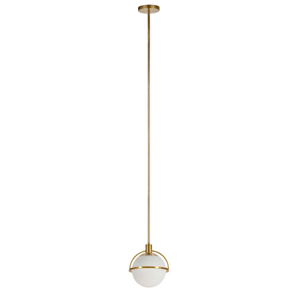 Hudson & Canal - Cieonna 9.38in Wide Pendant with Glass Shade in Brass/White Milk - PD0493 veiw 1