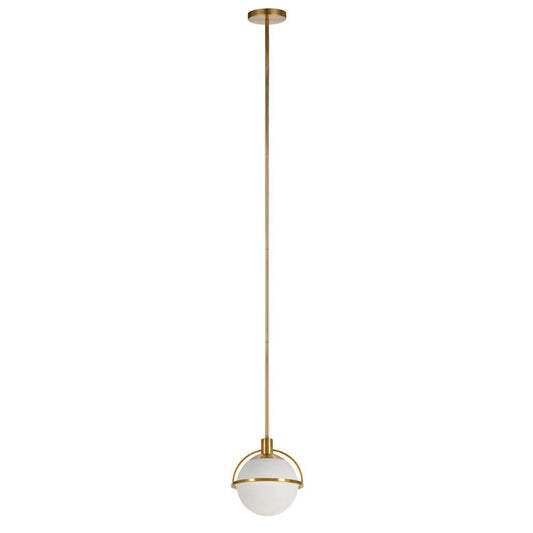 Hudson & Canal - Cieonna 9.38in Wide Pendant with Glass Shade in Brass/White Milk - PD0493 veiw 1