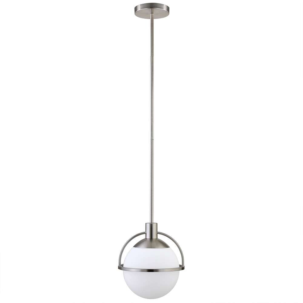 Hudson & Canal - Cieonna 9.38in Wide Pendant with Glass Shade in Brushed Nickel/White Milk - PD1683 veiw 1