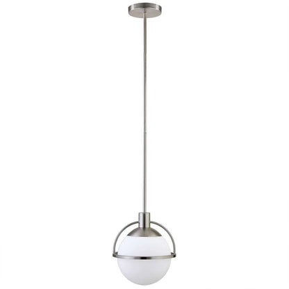 Hudson & Canal - Cieonna 9.38in Wide Pendant with Glass Shade in Brushed Nickel/White Milk - PD1683 veiw 1