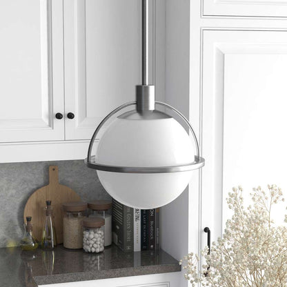 Hudson & Canal - Cieonna 9.38in Wide Pendant with Glass Shade in Brushed Nickel/White Milk - PD1683 veiw 2