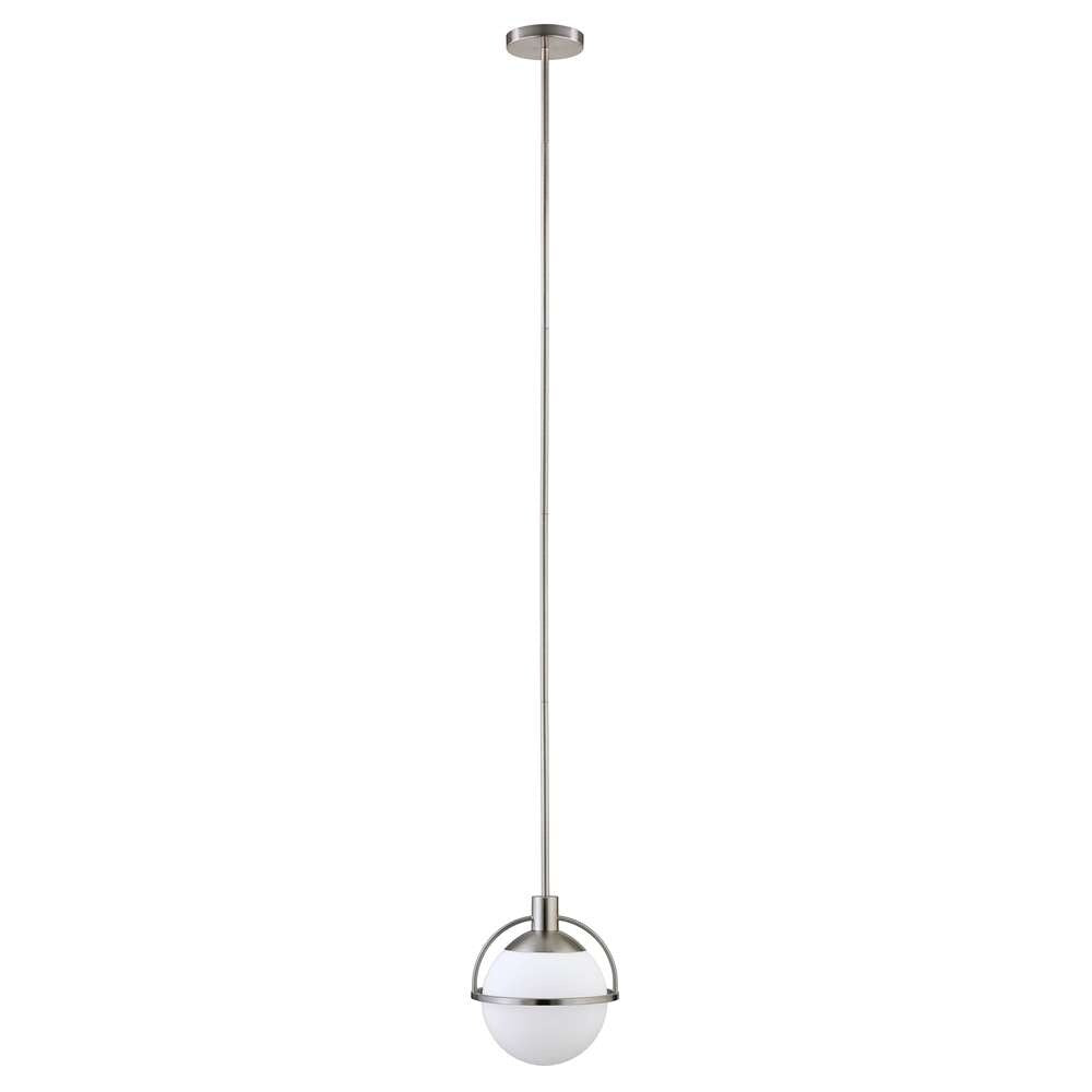 Hudson & Canal - Cieonna 9.38in Wide Pendant with Glass Shade in Brushed Nickel/White Milk - PD1683 veiw 3