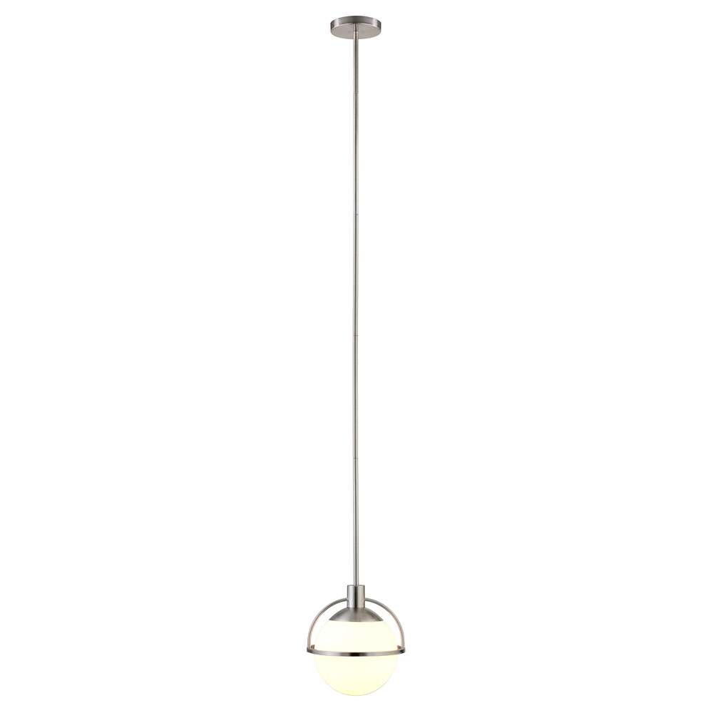 Hudson & Canal - Cieonna 9.38in Wide Pendant with Glass Shade in Brushed Nickel/White Milk - PD1683 veiw 4