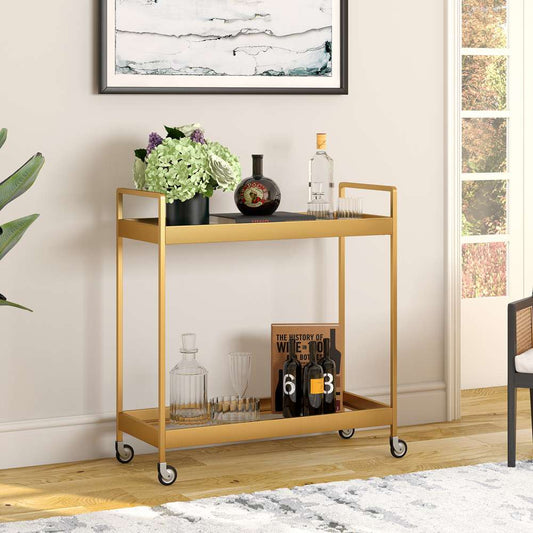 Hudson & Canal - Cooper 33in Wide Rectangular Bar Cart in Brass - BC0545 veiw 2