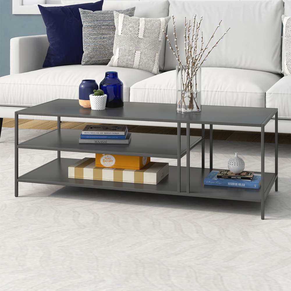 Hudson & Canal - Cortland 48in Wide Rectangular Coffee Table in Gunmetal Gray - CT1006 veiw 2