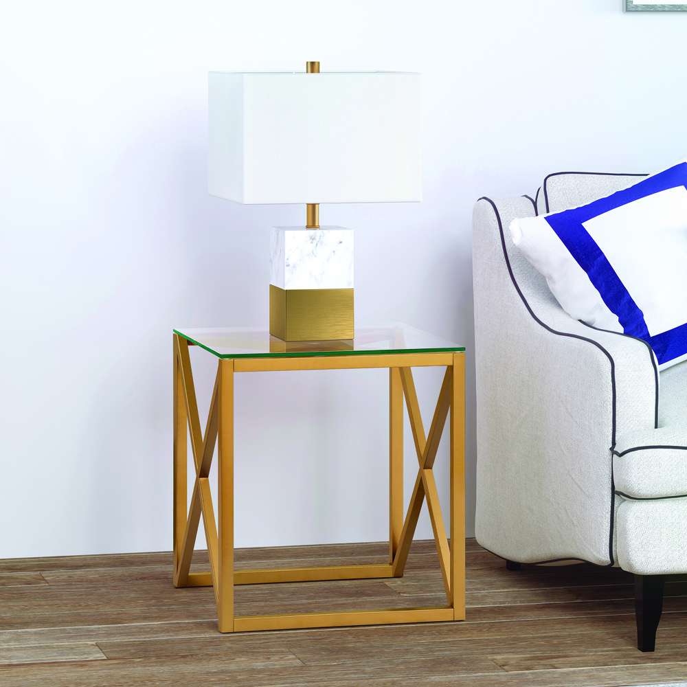 Hudson & Canal - Dixon 20in Wide Square Side Table in Brass - ST0102 veiw 2