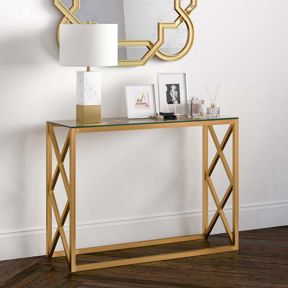 Hudson & Canal - Dixon 42in Wide Rectangular Console Table in Brass - AT0114 veiw 2