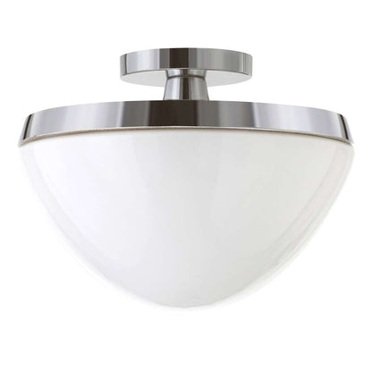Hudson & Canal - Durant 12.62in Wide Semi Flush Mount with Glass Shade in Polished Nickel/White Milk - SF0805 veiw 1