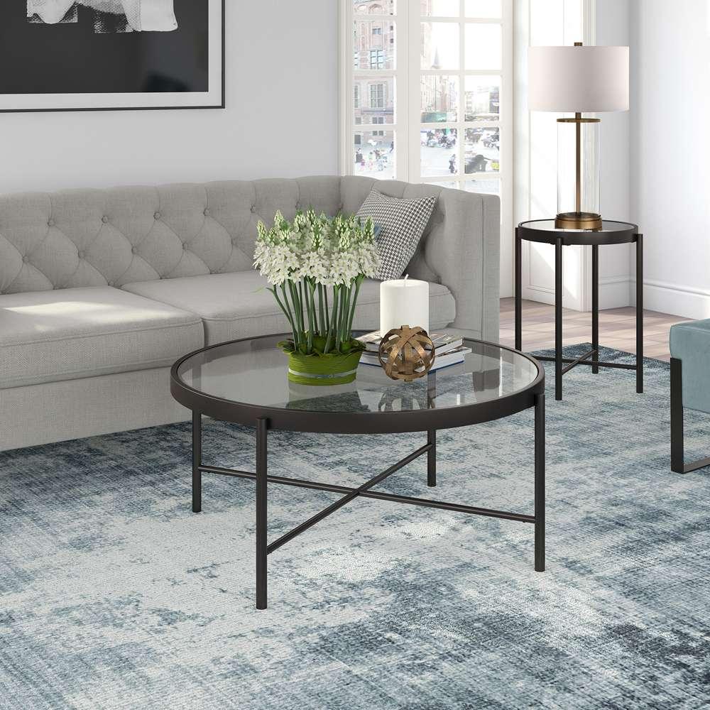 Hudson & Canal - Duxbury 36in Wide Round Coffee Table in Blackened Bronze - CT0197 veiw 2