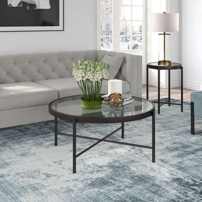 Hudson & Canal - Duxbury 36in Wide Round Coffee Table in Blackened Bronze - CT0197 veiw 2