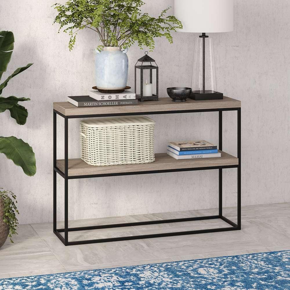 Hudson & Canal - Edmund 42in Wide Rectangular Console Table in Antiqued Gray Oak - AT1350 veiw 2