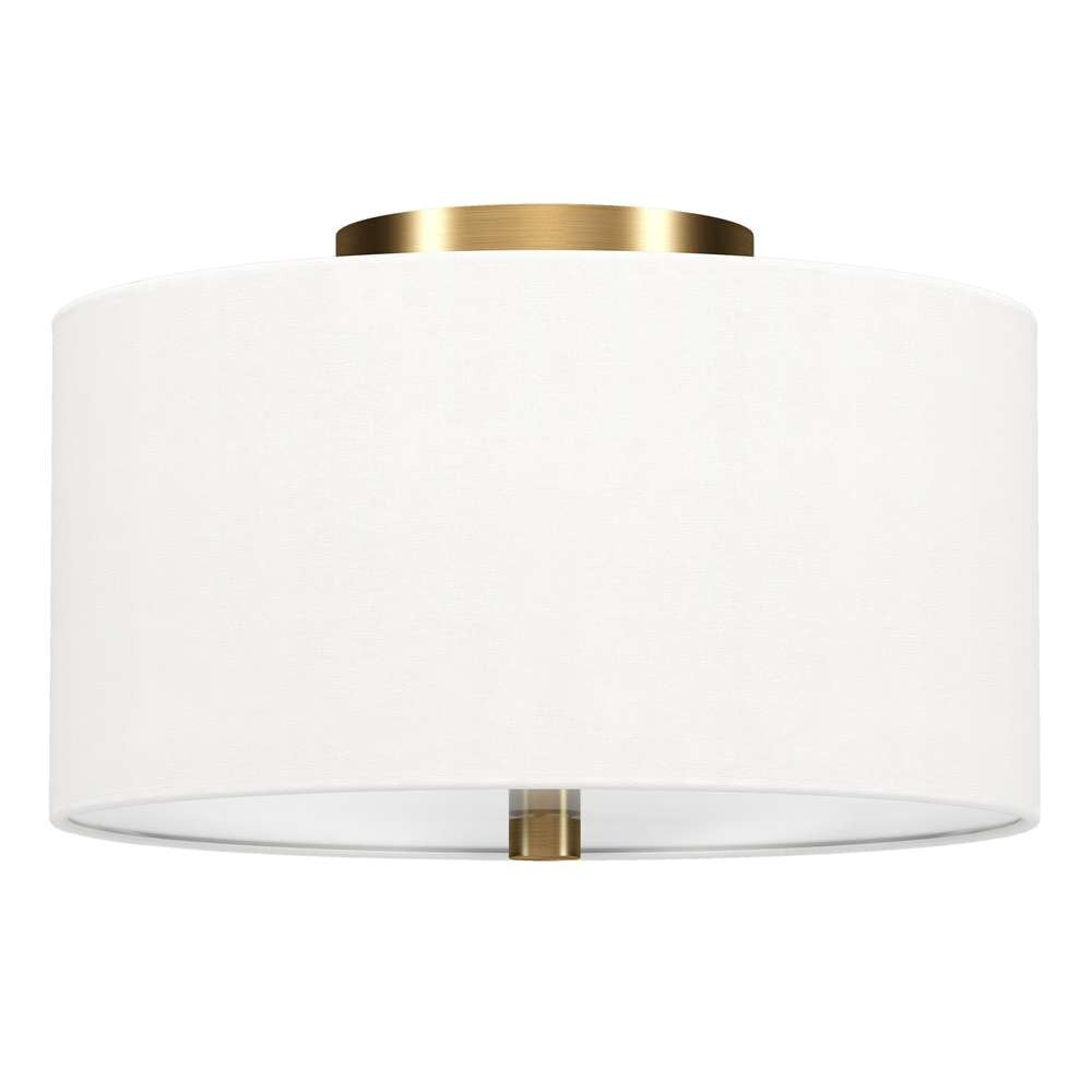Hudson & Canal - Ellis 12in Flush Mount with Fabric Shade in Brass/White - SF1505 veiw 1