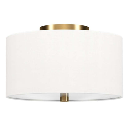 Hudson & Canal - Ellis 12in Flush Mount with Fabric Shade in Brass/White - SF1505 veiw 1