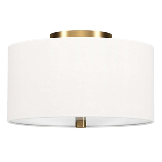 Hudson & Canal - Ellis 12in Flush Mount with Fabric Shade in Brass/White - SF1505 veiw 1