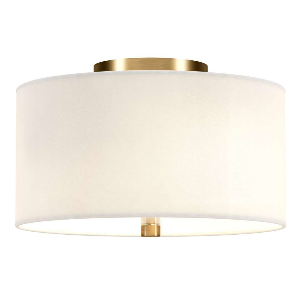 Hudson & Canal - Ellis 12in Flush Mount with Fabric Shade in Brass/White - SF1505 veiw 3