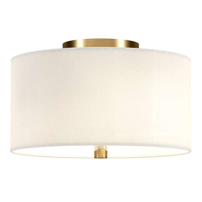 Hudson & Canal - Ellis 12in Flush Mount with Fabric Shade in Brass/White - SF1505 veiw 3