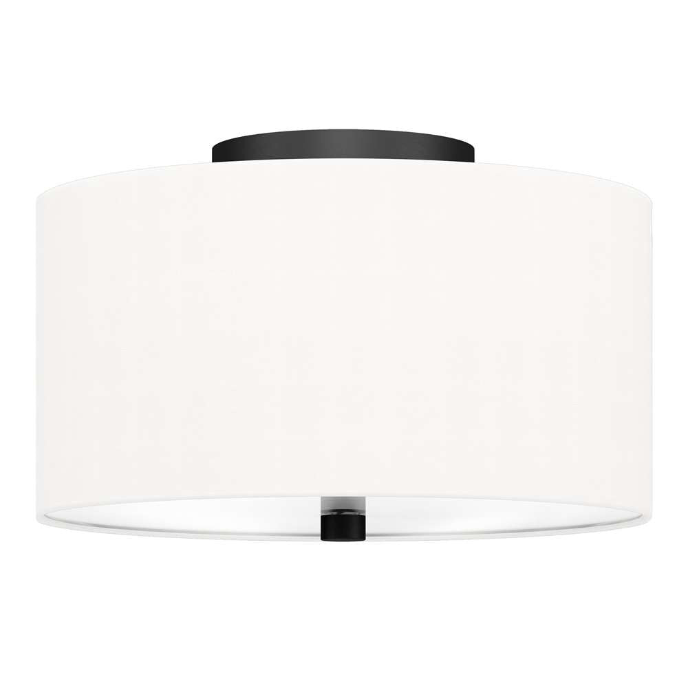 Hudson & Canal - Ellis 12in Flush Mount with Fabric Shade in Matte Black/White - SF1504 veiw 1