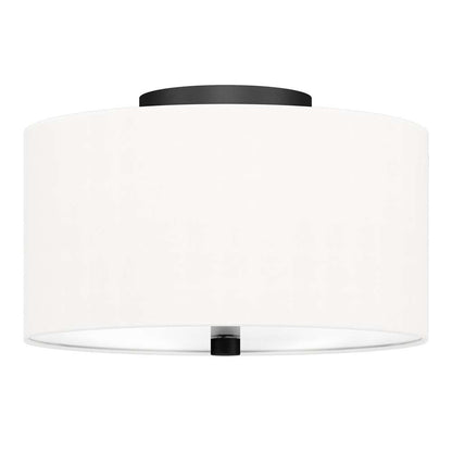 Hudson & Canal - Ellis 12in Flush Mount with Fabric Shade in Matte Black/White - SF1504 veiw 1