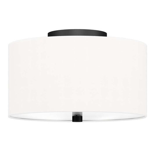 Hudson & Canal - Ellis 12in Flush Mount with Fabric Shade in Matte Black/White - SF1504 veiw 1