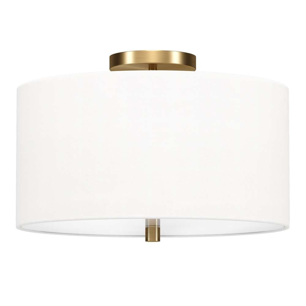 Hudson & Canal - Ellis 16in Flush Mount with Fabric Shade in Brass/White - SF1503 veiw 1