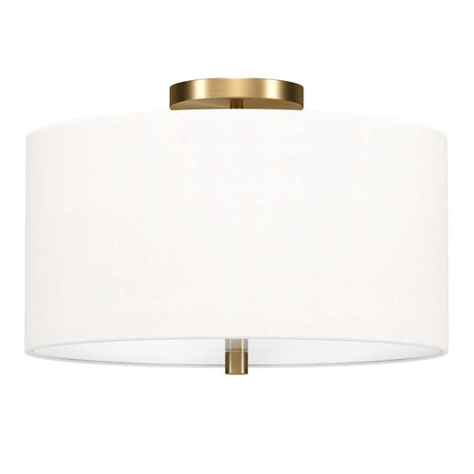 Hudson & Canal - Ellis 16in Flush Mount with Fabric Shade in Brass/White - SF1503 veiw 1