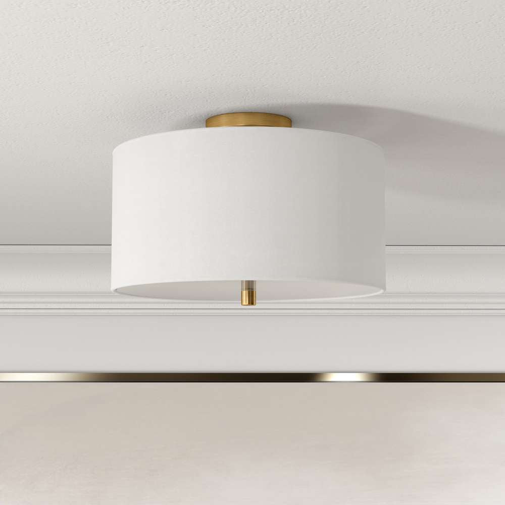 Hudson & Canal - Ellis 16in Flush Mount with Fabric Shade in Brass/White - SF1503 veiw 2