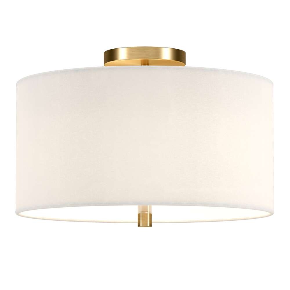 Hudson & Canal - Ellis 16in Flush Mount with Fabric Shade in Brass/White - SF1503 veiw 3
