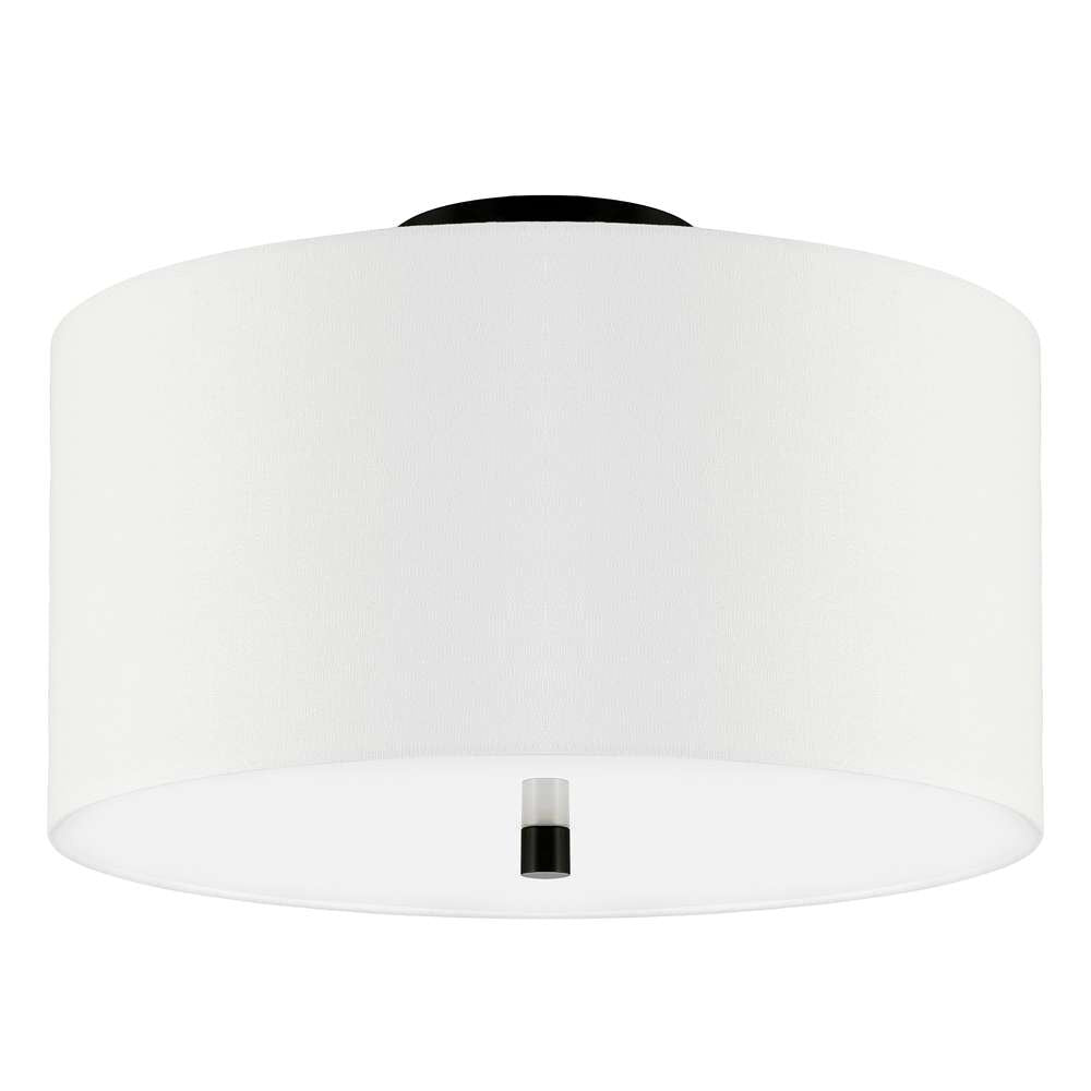 Hudson & Canal - Ellis 16in Flush Mount with Fabric Shade in Matte Black/White - SF1502 veiw 1