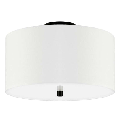Hudson & Canal - Ellis 16in Flush Mount with Fabric Shade in Matte Black/White - SF1502 veiw 1