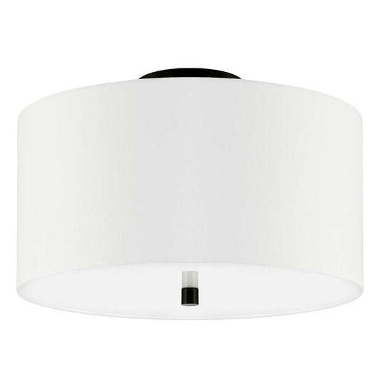 Hudson & Canal - Ellis 16in Flush Mount with Fabric Shade in Matte Black/White - SF1502 veiw 1