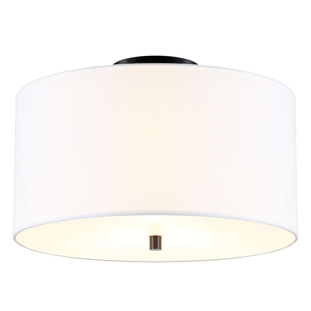 Hudson & Canal - Ellis 16in Flush Mount with Fabric Shade in Matte Black/White - SF1502 veiw 3