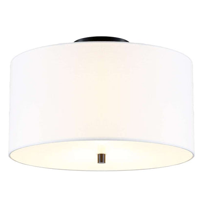 Hudson & Canal - Ellis 16in Flush Mount with Fabric Shade in Matte Black/White - SF1502 veiw 3