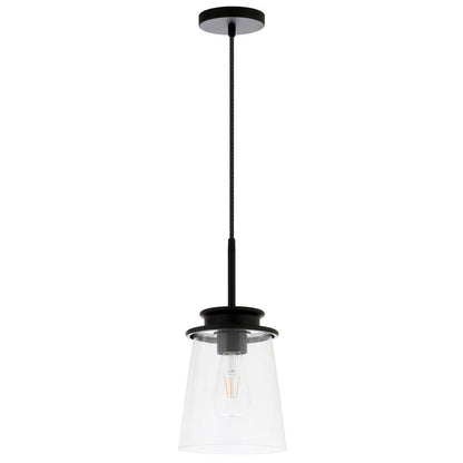 Hudson & Canal - Elwood 7.12in Wide Pendant with Glass Shade in Blackened Bronze/Clear - PD0725 veiw 1