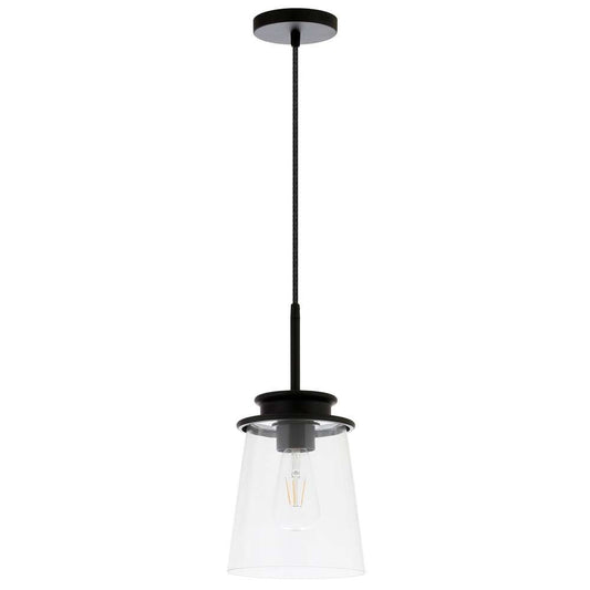 Hudson & Canal - Elwood 7.12in Wide Pendant with Glass Shade in Blackened Bronze/Clear - PD0725 veiw 1