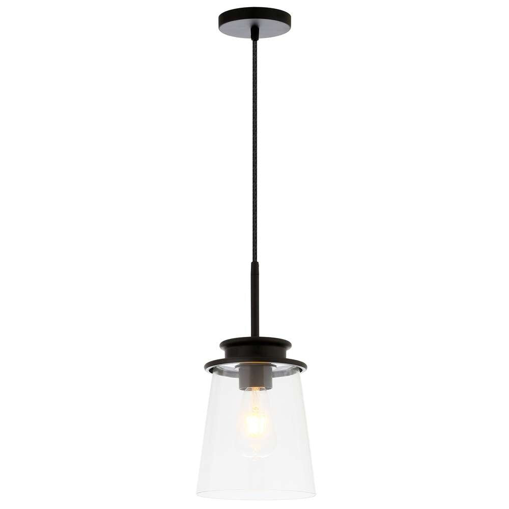 Hudson & Canal - Elwood 7.12in Wide Pendant with Glass Shade in Blackened Bronze/Clear - PD0725 veiw 3