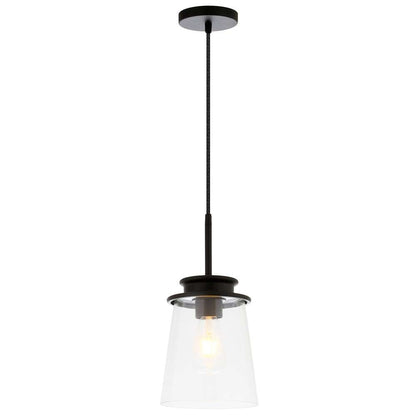 Hudson & Canal - Elwood 7.12in Wide Pendant with Glass Shade in Blackened Bronze/Clear - PD0725 veiw 3