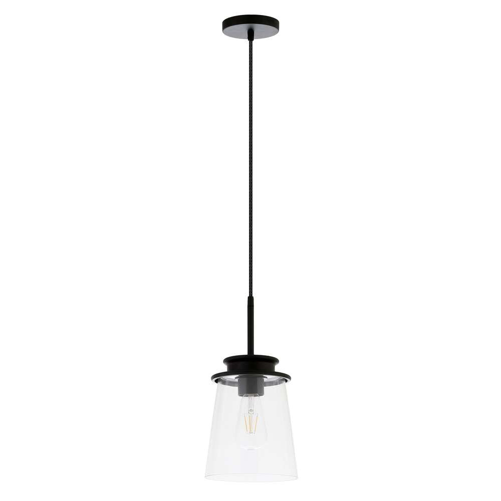 Hudson & Canal - Elwood 7.12in Wide Pendant with Glass Shade in Blackened Bronze/Clear - PD0725 veiw 4